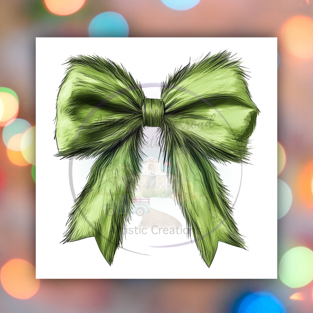 Grinch Fuzzy Coquette Bow DTF Transfer "Print"