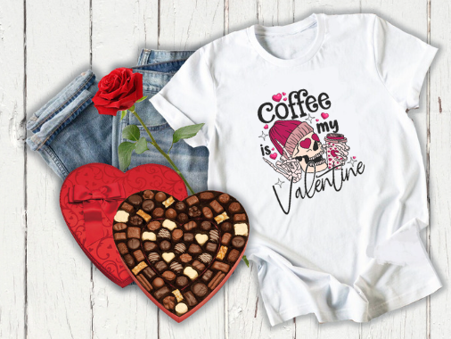 Coffee is my Valentine Skull T-Shirt