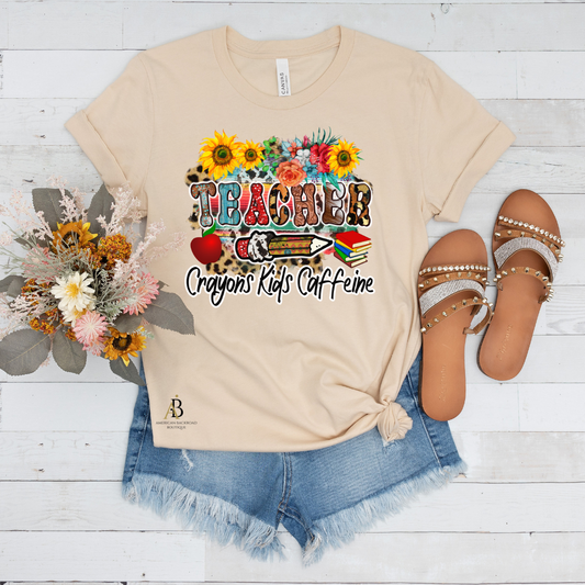 Teacher Crayons Kids Caffeine T-Shirt